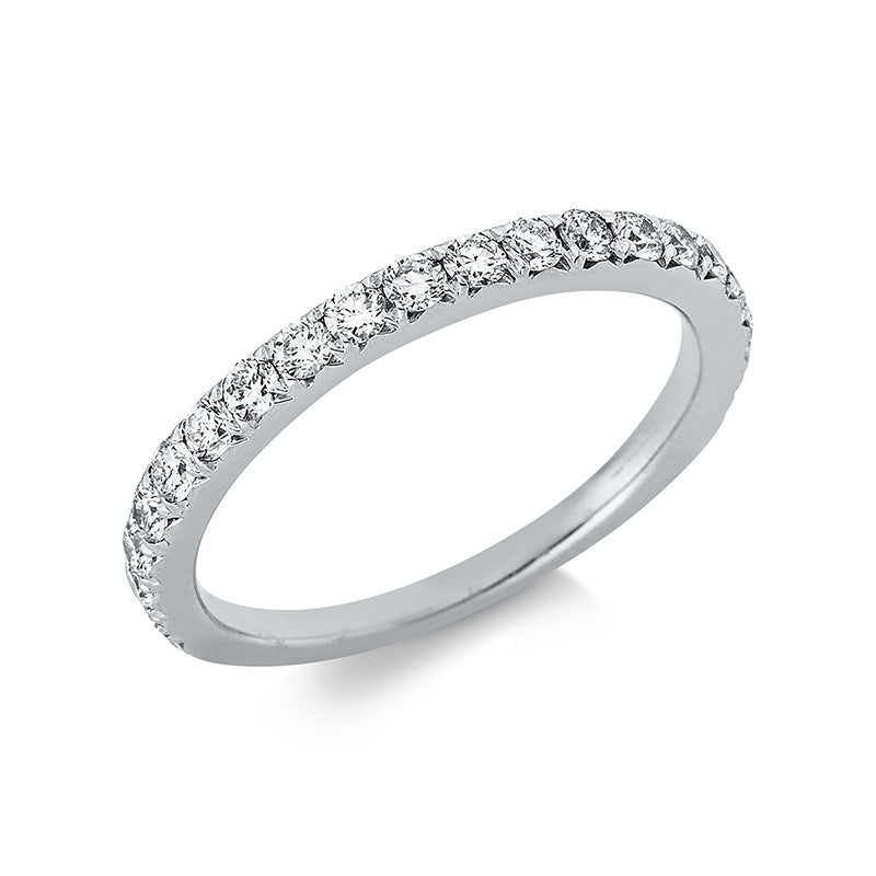 Ring 18 kt WG, 19 Brill. 0,55 ct, TW-si, 2 Brill. 0,05 ct, TW-si