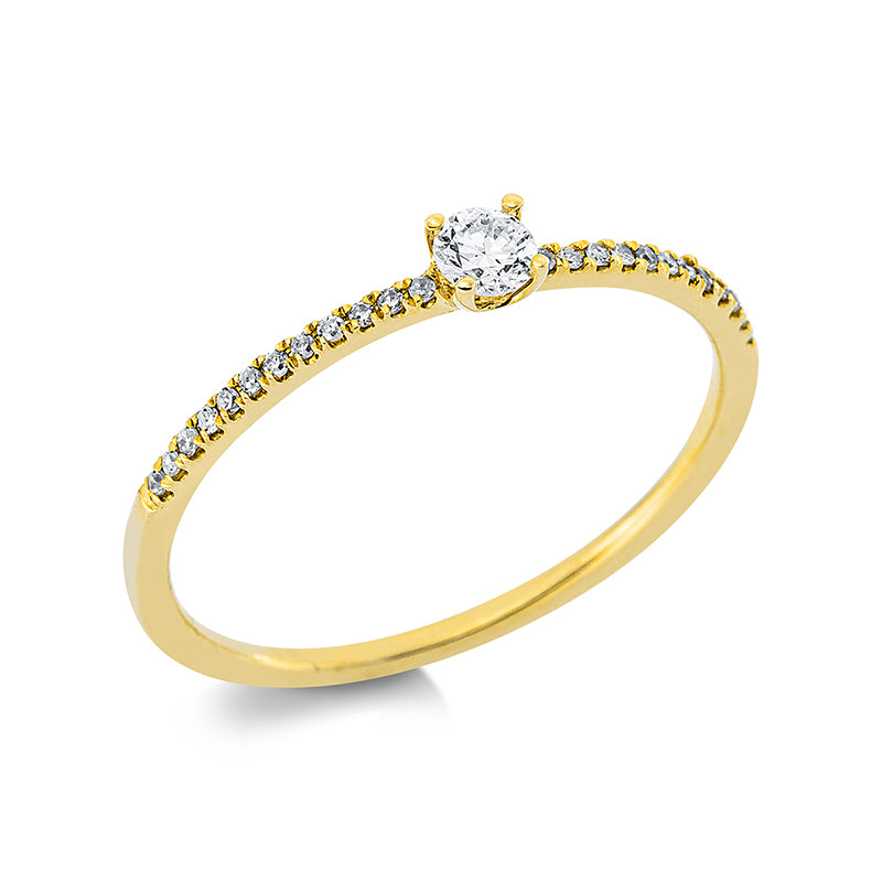 Ring 18 kt GG, 24 Dia. 0,06 ct, W-si, 1 Brill. 0,11 ct, TW-pi
