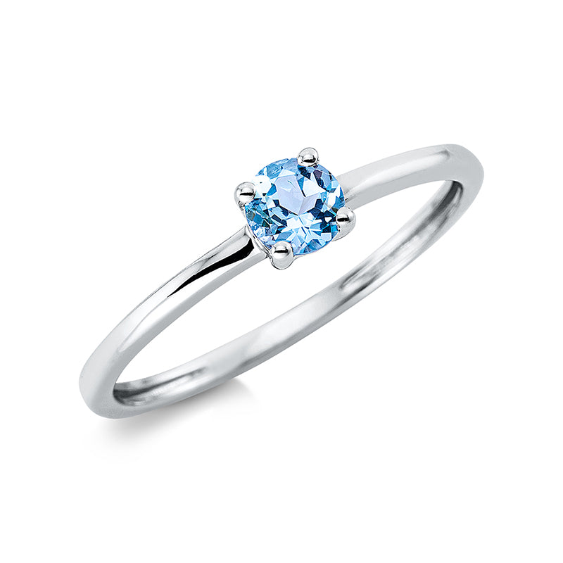 Ring 18 kt WG, 1 Topas 0,27 ct blau