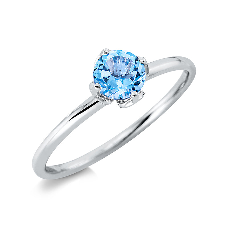 Ring 18 kt WG, 1 Topas 0,53 ct blau