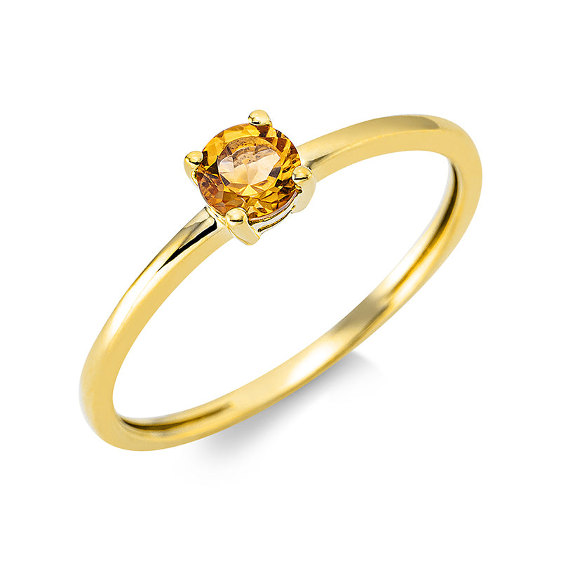 Ring 18 kt GG, 1 Citrin 0,23 ct gelb