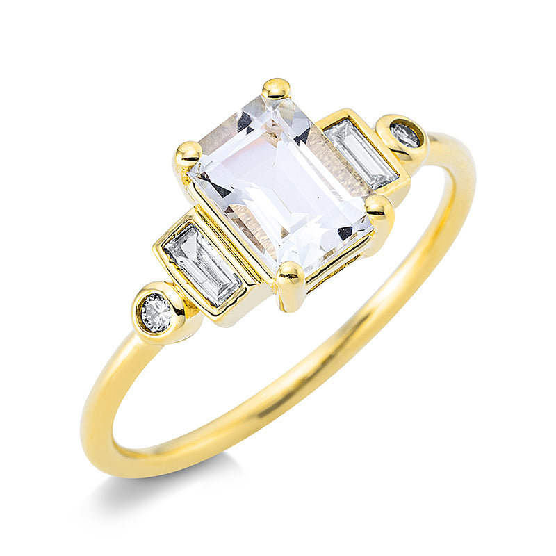 Ring 18 kt GG, 2 Brill. 0,03 ct, TW-si, 2 Bag. 0,09 ct, TW-si, 1 Amethyst 0,80 ct grün