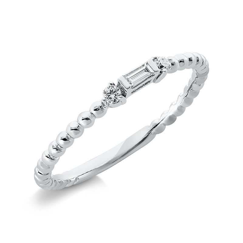 Ring 18 kt WG, 1 Bag. 0,04 ct, TW-si, 2 Brill. 0,04 ct, TW-si