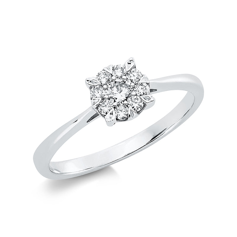 Ring 18 kt WG, 9 Brill. 0,25 ct, TW-si