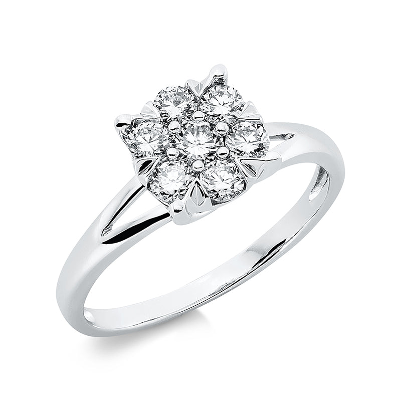 Ring 18 kt WG, 7 Brill. 0,34 ct, TW-si