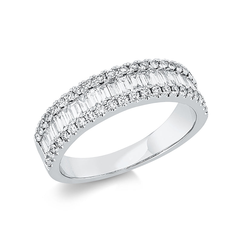Ring 18 kt WG, 25 Bag. 0,63 ct, TW-si, 44 Brill. 0,47 ct, TW-si