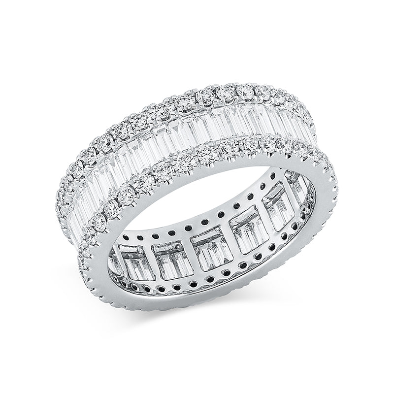 Ring 18 kt WG, 54 Bag. 1,87 ct, TW-si, 76 Brill. 1,40 ct, TW-si