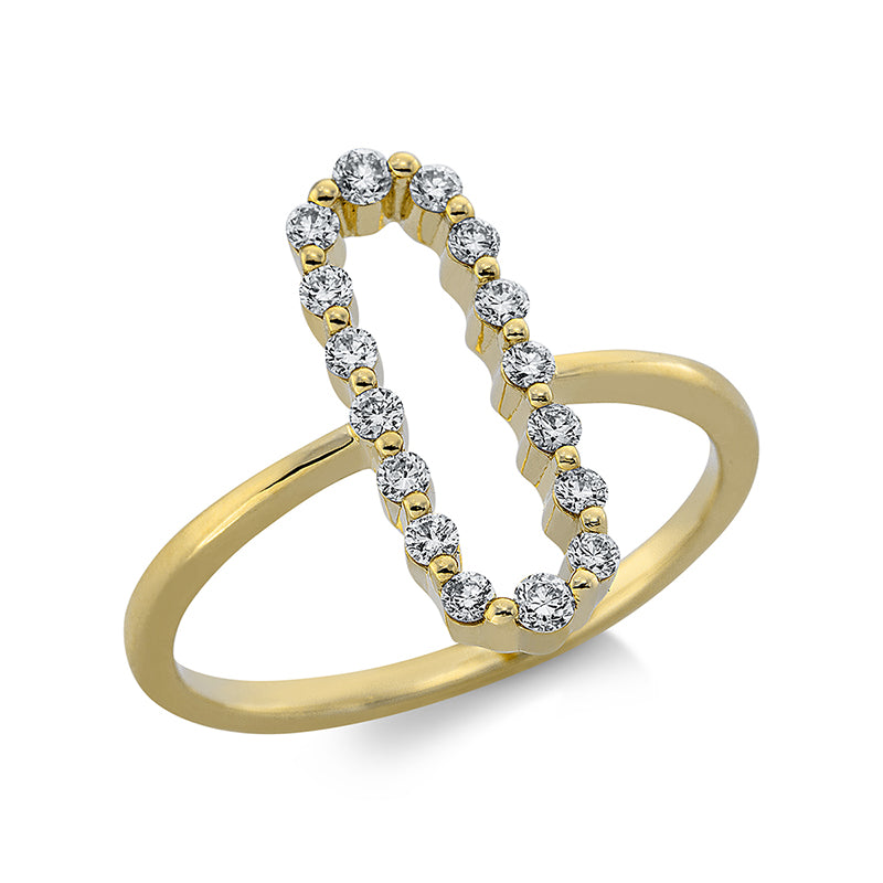 Ring 18 kt GG, 2 Brill. 0,05 ct, TW-si, 14 Brill. 0,25 ct, TW-si