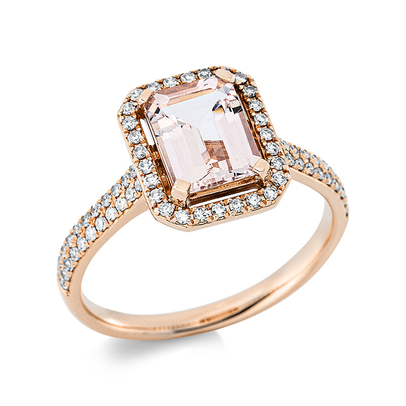 Ring 18 kt RG, 72 Dia. 0,27 ct, TW-si, 1 Morganit 1,59 ct rosa