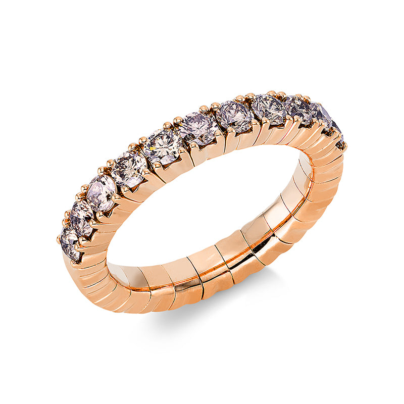 Ring 18 kt RG, Flex-Band, variabel, 11 Brill. 1,05 ct, braun