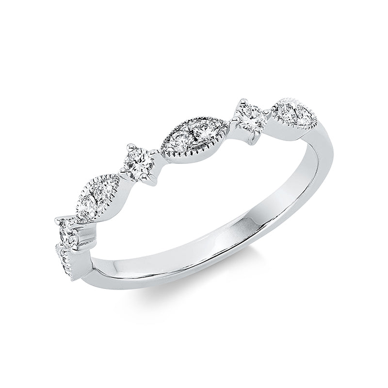 Ring 18 kt WG, 3 Brill. 0,12 ct, TW-si, 8 Brill. 0,13 ct, TW-si