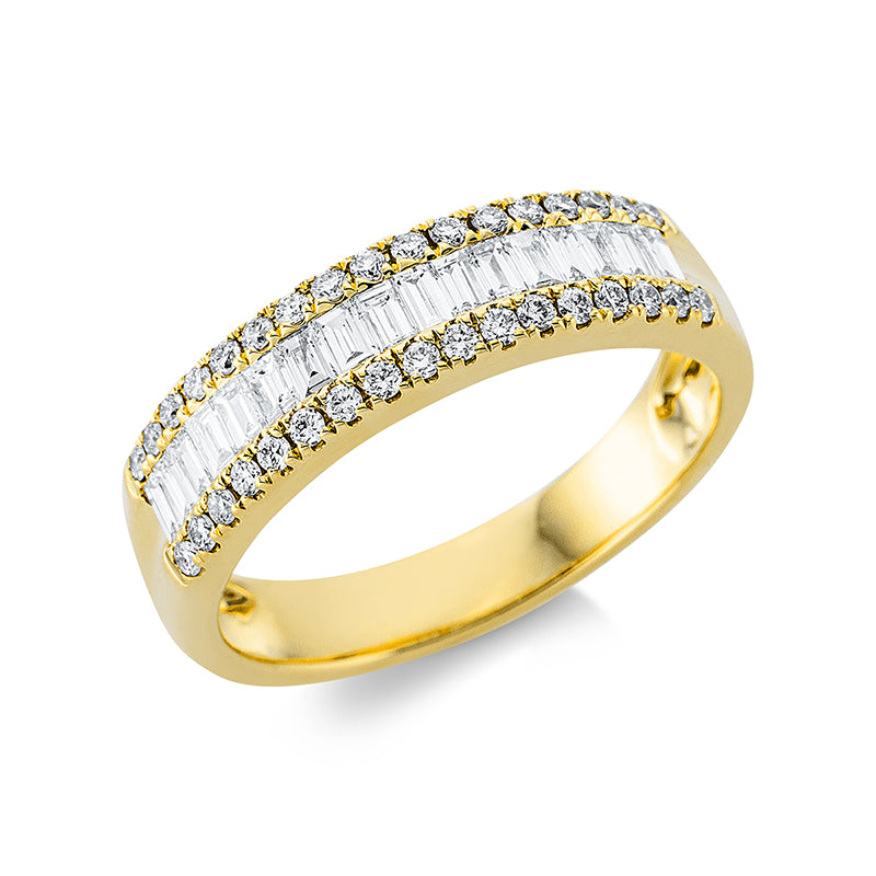 Ring 18 kt GG, 17 Bag. 0,32 ct, TW-si, 34 Brill. 0,24 ct, TW-si
