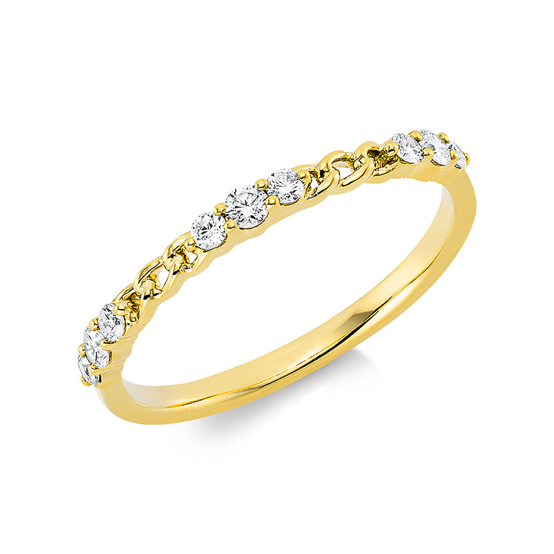 Ring 18 kt GG, 3 Brill. 0,10 ct, TW-si, 6 Brill. 0,12 ct, TW-si