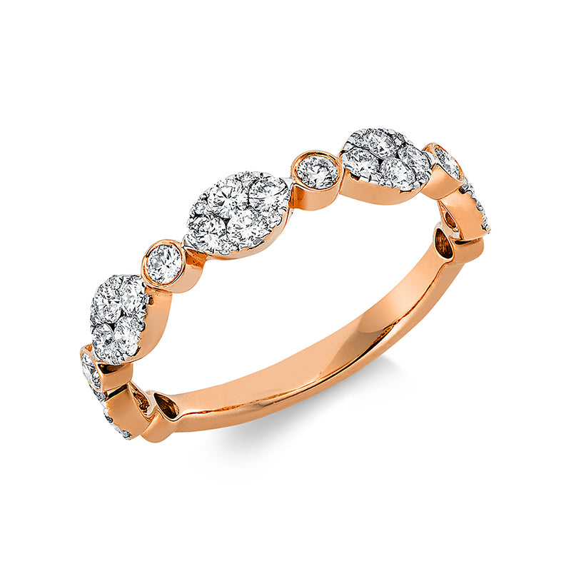 Ring 18 kt RG, Fassung rhodiniert, 26 Brill. 0,66 ct, TW-si, 30 Brill. 0,08 ct, TW-si