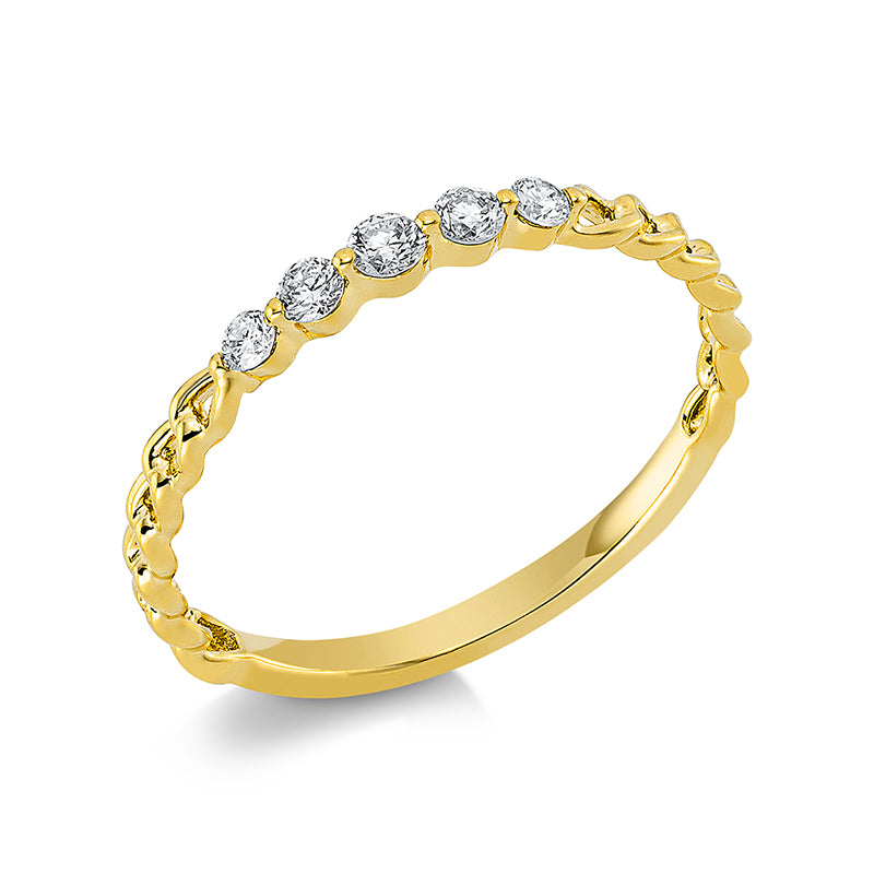 Ring 18 kt GG, 5 Brill. 0,17 ct, TW-si