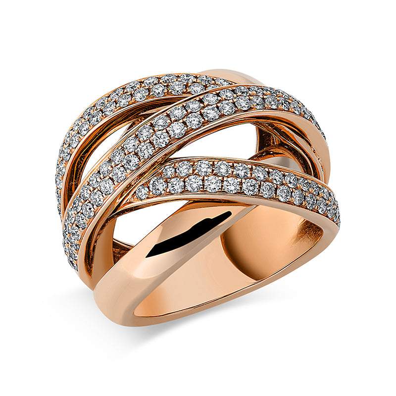 Ring 18 kt RG, 130 Brill. 1,50 ct, TW-vsi