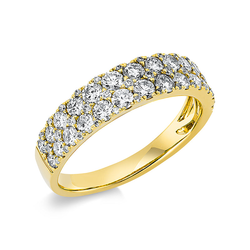 Ring 18 kt GG, 16 Brill. 0,54 ct, TW-si, 10 Brill. 0,50 ct, TW-si, 36 Brill. 0,09 ct, TW-si