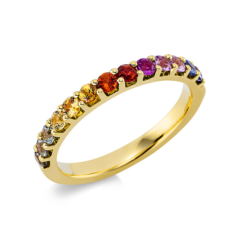 Ring 18 kt GG, 13 Saphire 0,80 ct fancy
