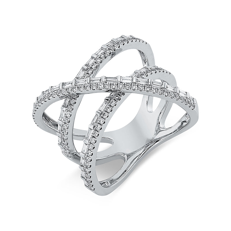 Ring 18 kt WG, 42 Bag. 0,38 ct, TW-si, 95 Brill. 0,37 ct, TW-si