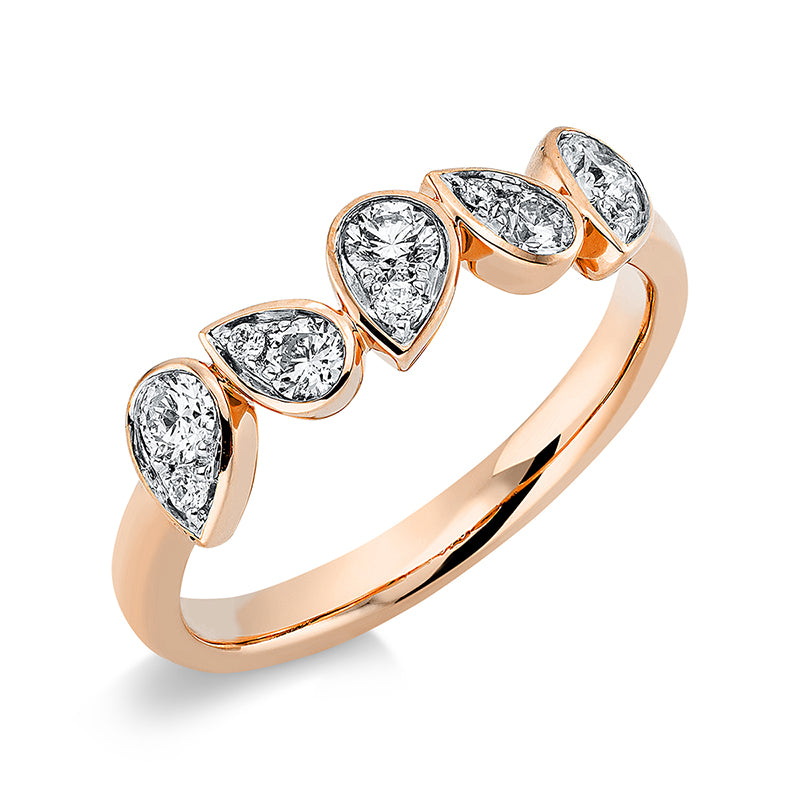 Ring 18 kt RG, 10 Brill. 0,42 ct, TW-si