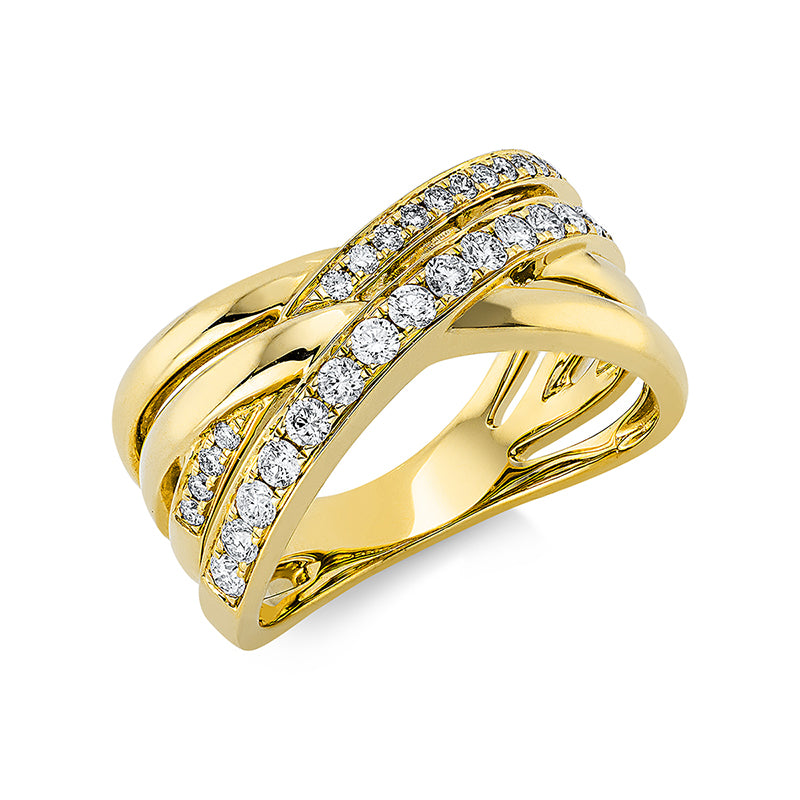 Ring 18 kt GG, 15 Brill. 0,38 ct, TW-si, 16 Brill. 0,13 ct, TW-si