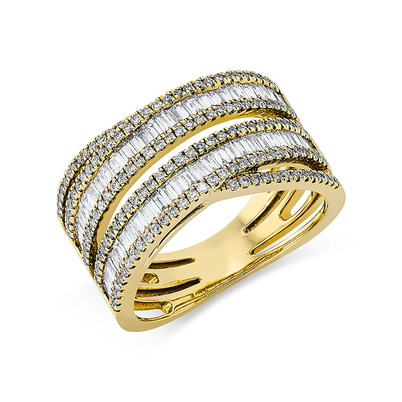 Ring 18 kt GG, 56 Bag. 0,70 ct, TW-si, 150 Brill. 0,48 ct, TW-si