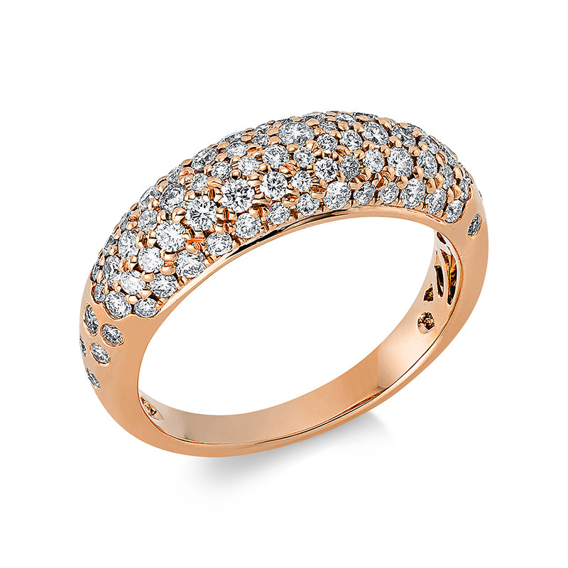 Ring 18 kt RG, 3 Brill. 0,08 ct, TW-si, 92 Brill. 1,00 ct, TW-si