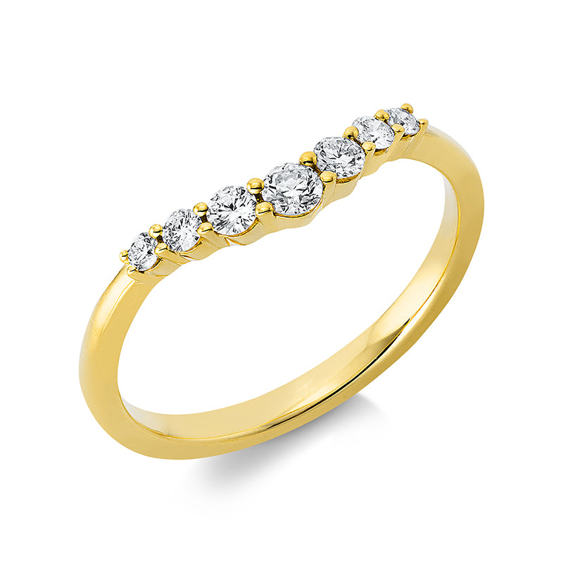 Ring 18 kt GG, 4 Brill. 0,10 ct, TW-si, 3 Brill. 0,15 ct, TW-si