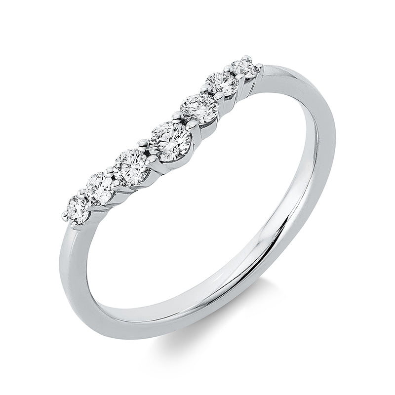 Ring 18 kt WG, 4 Brill. 0,10 ct, TW-si, 3 Brill. 0,15 ct, TW-si