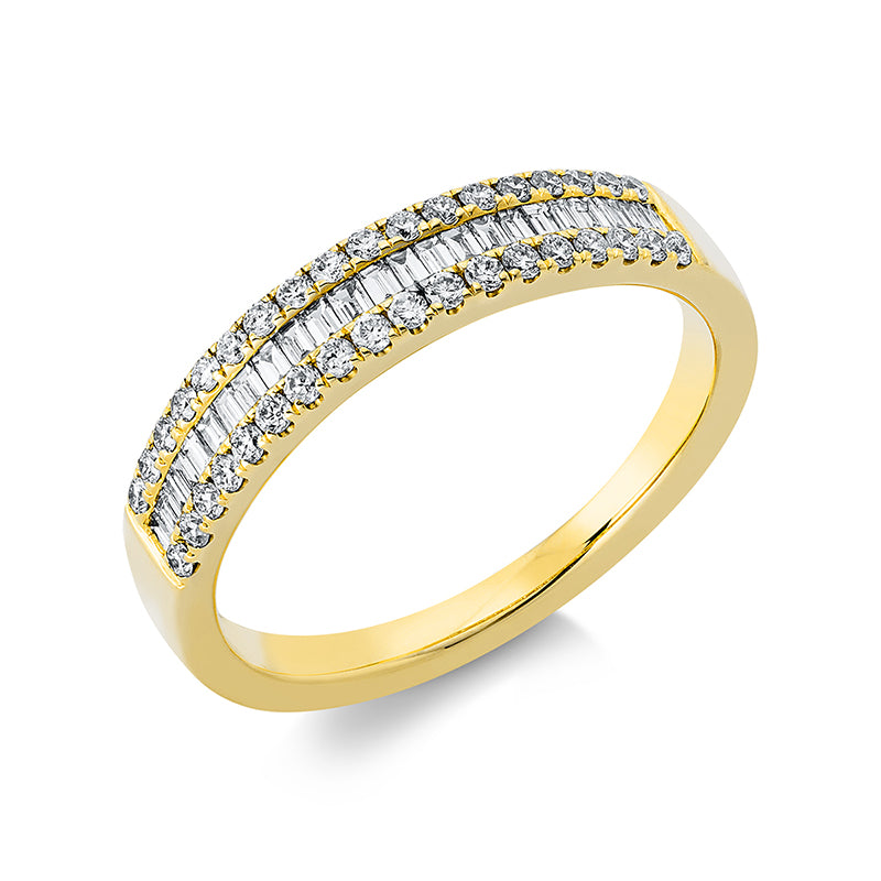 Ring 18 kt GG, 24 Trap. 0,17 ct, TW-si, 36 Brill. 0,25 ct, TW-si