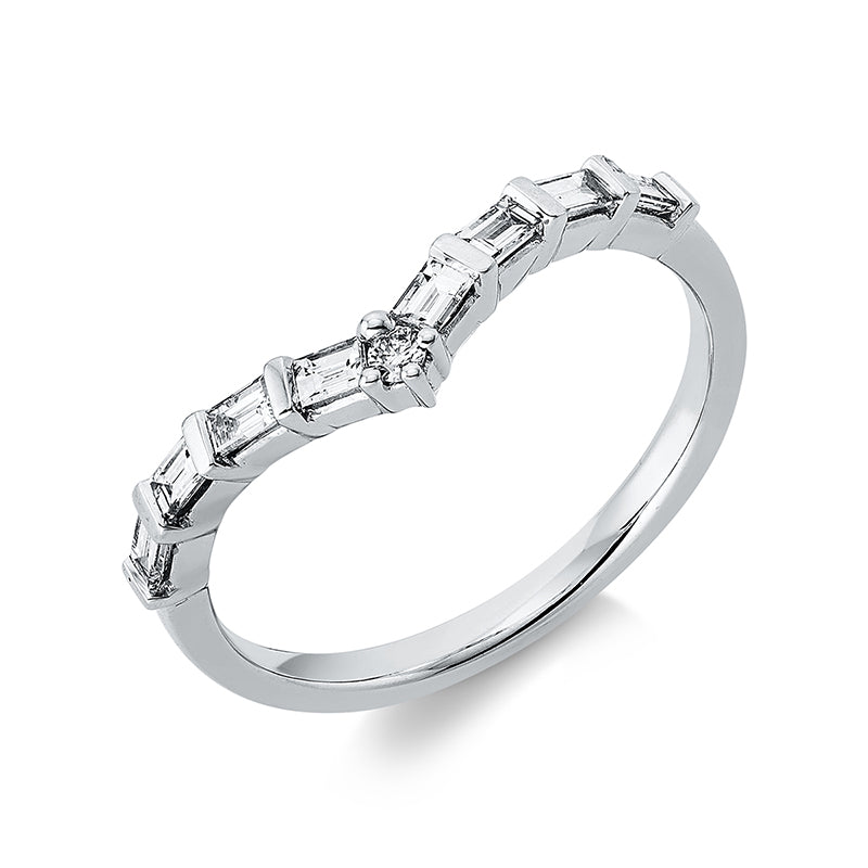 Ring 18 kt WG, 8 Trap. 0,31 ct, TW-si, 1 Brill. 0,02 ct, TW-si