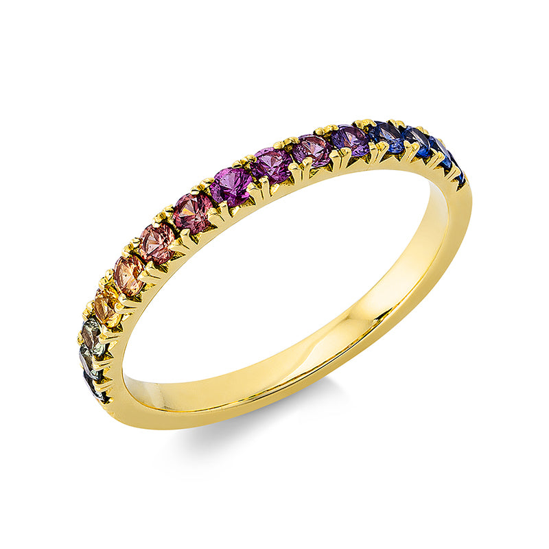 Ring 18 kt GG, 15 Saphire 0,51 ct multicolor