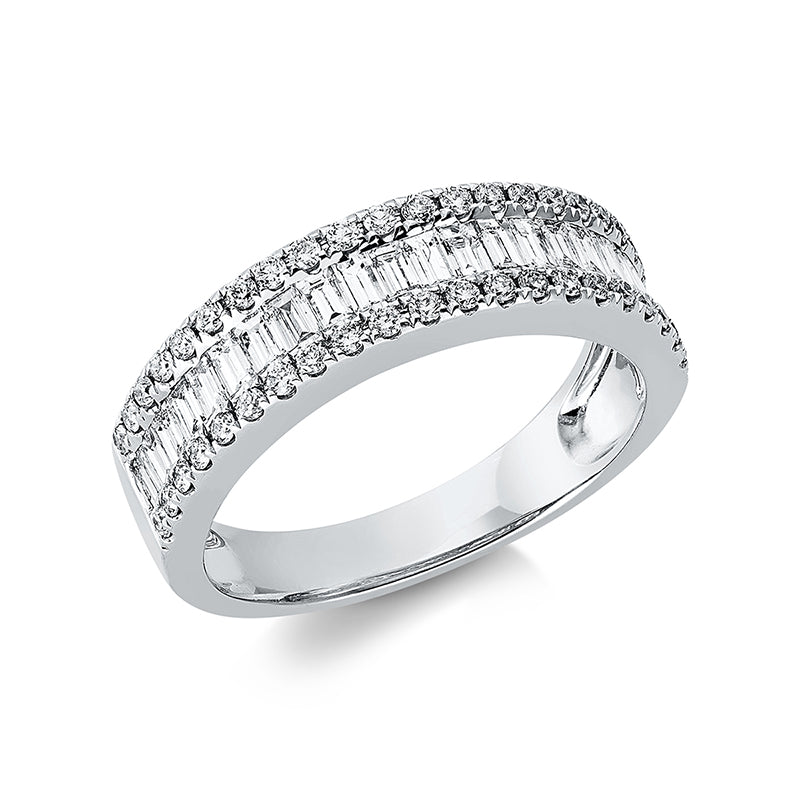 Ring 18 kt WG, 22 Bag. 0,66 ct, TW-vsi, 42 Brill. 0,28 ct, TW-si