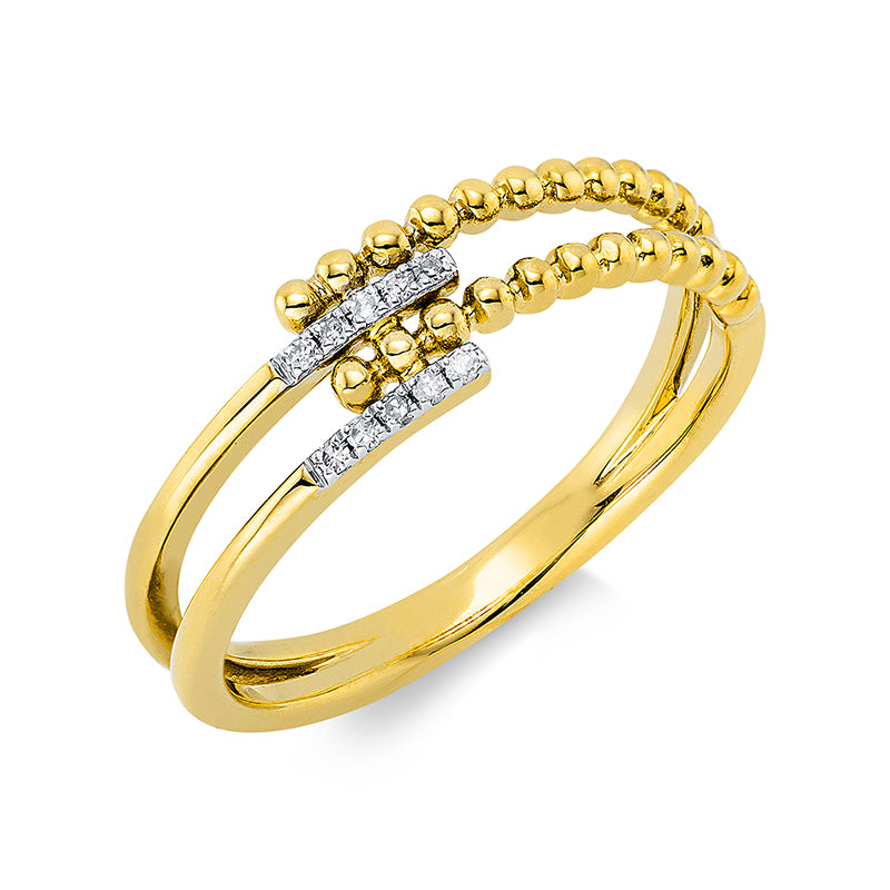 Ring 18 kt GG, Fassung rhodiniert, 10 Dia. 0,04 ct, W-si