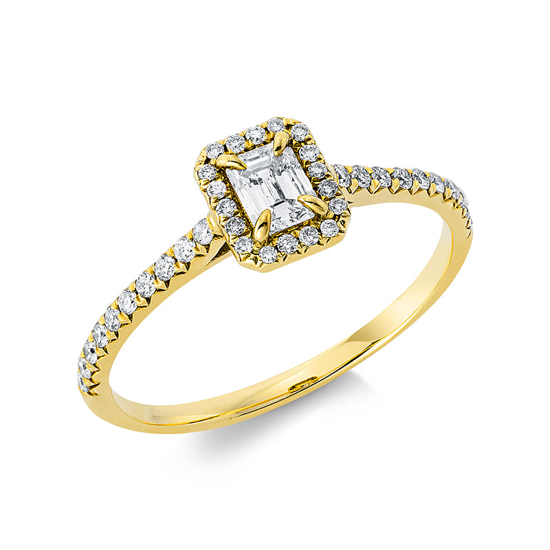 Ring 18 kt GG, 1 Sm.schliff 0,26 ct, W-pi, 68 Brill. 0,19 ct, W-pi