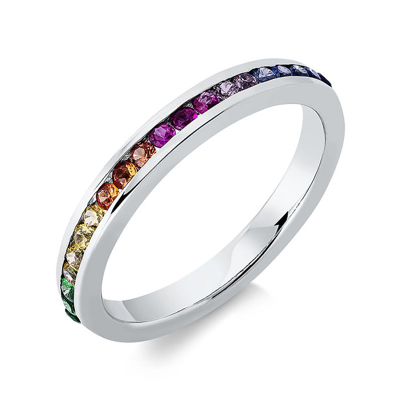 Ring 18 kt WG, 20 Saphire 0,42 ct fancy