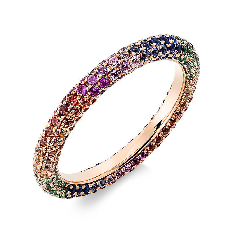 Ring 18 kt RG, 240 Saphire 1,99 ct fancy