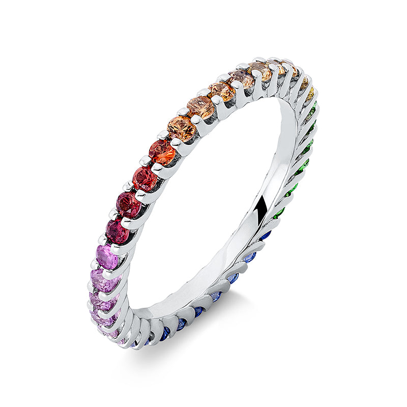 Ring 18 kt WG, 34 Saphire 0,99 ct fancy
