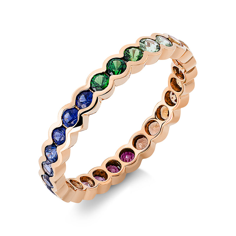 Ring 18 kt RG, 27 Saphire 1,39 ct fancy