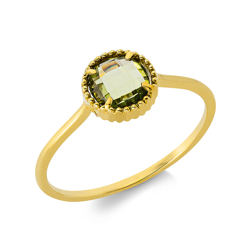 Ring 18 kt GG, 1 Peridot 0,84 ct grün