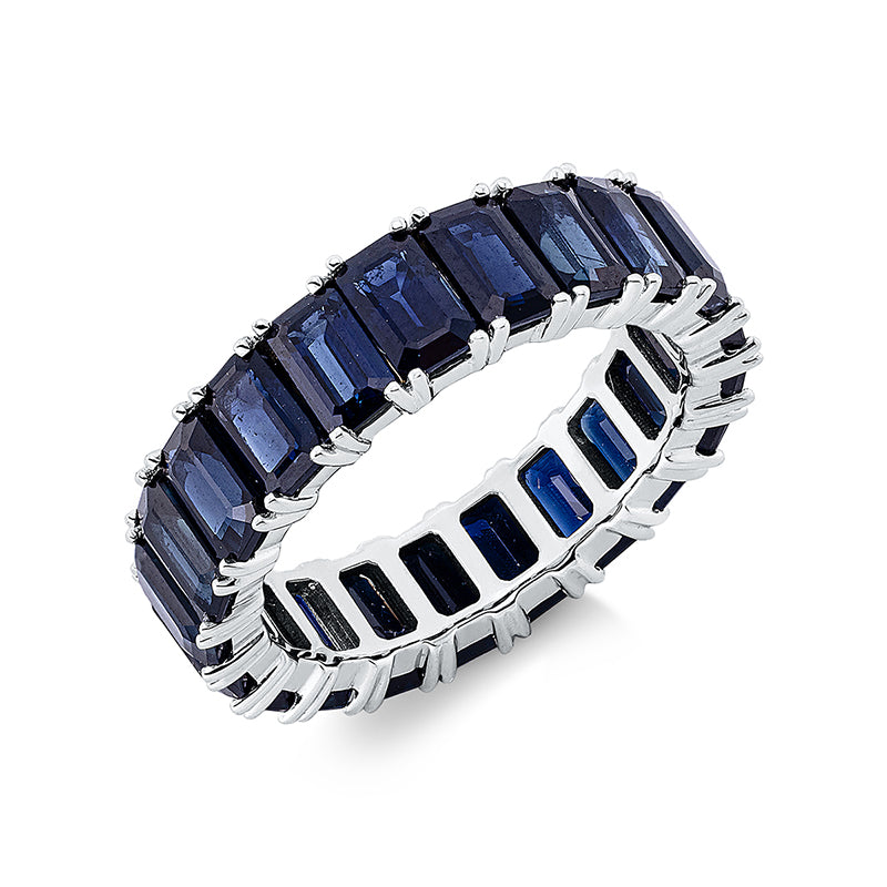 Ring 18 kt WG, 21 Saphire 8,19 ct blau