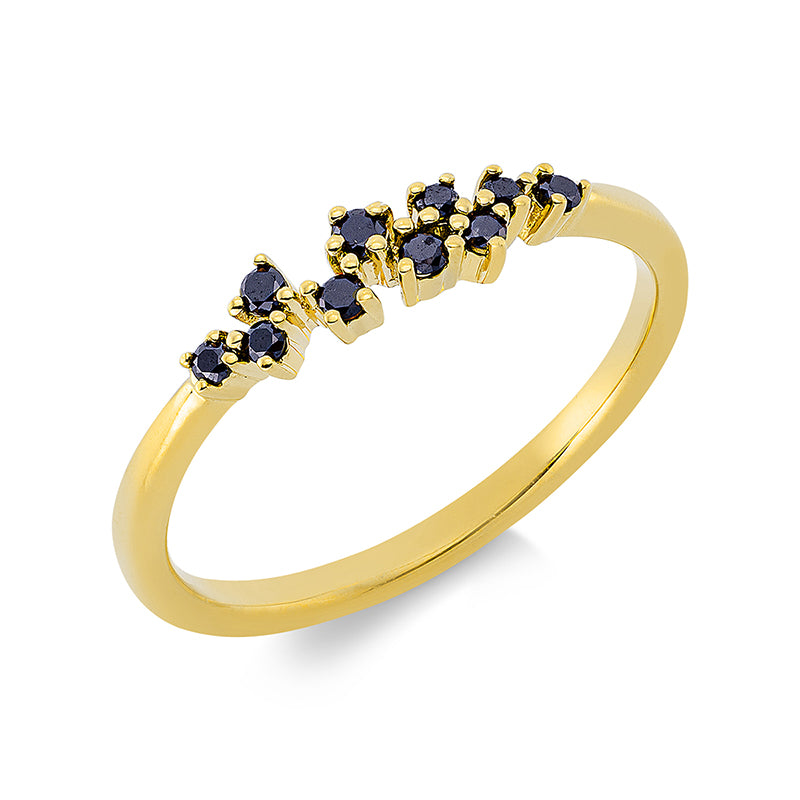 Ring 18 kt GG, 10 Brill. 0,13 ct, schwarz
