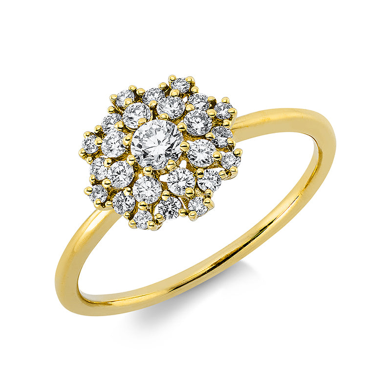 Ring 18 kt GG, 16 Brill. 0,23 ct, TW-si, 1 Brill. 0,12 ct, TW-si, 8 Brill. 0,05 ct, TW-si