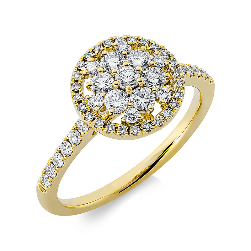 Ring 18 kt GG, 25 Brill. 0,54 ct, TW-si, 26 Brill. 0,08 ct, TW-si