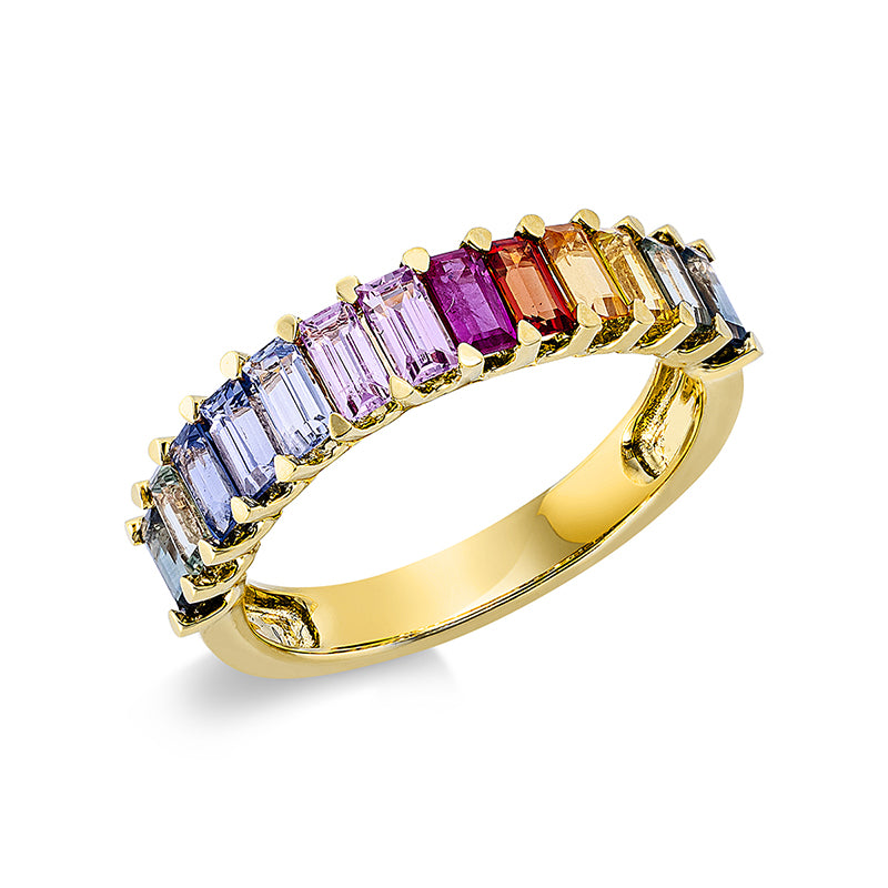 Ring 18 kt GG, 13 Saphire 1,86 ct fancy