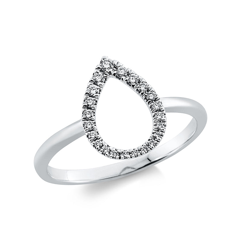 Ring 18 kt WG, 19 Brill. 0,09 ct, TW-si, 3 Brill. 0,04 ct, TW-si