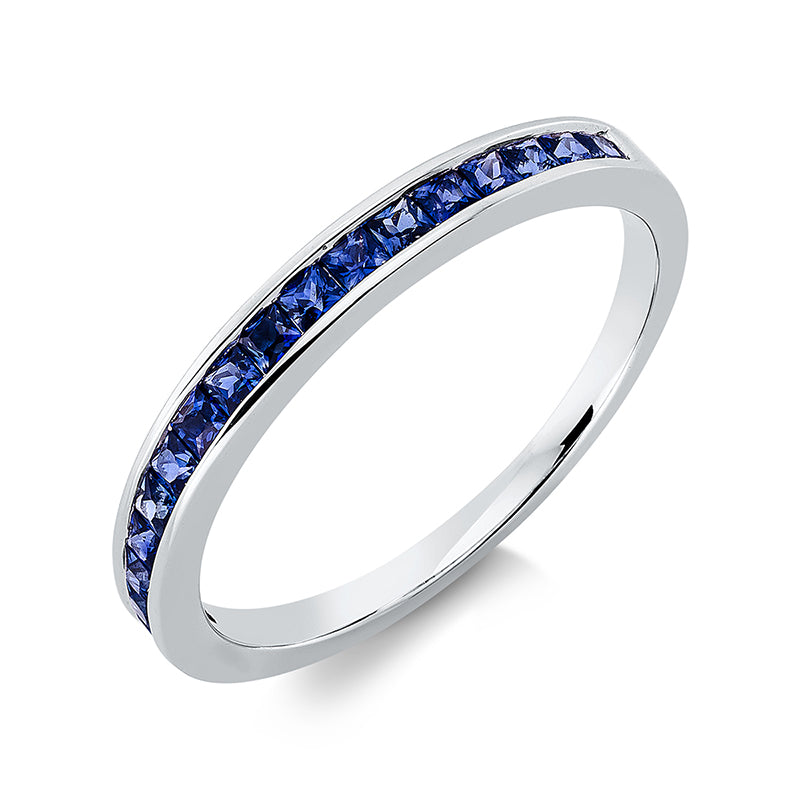 Ring 18 kt WG, 18 Saphire 0,56 ct blau
