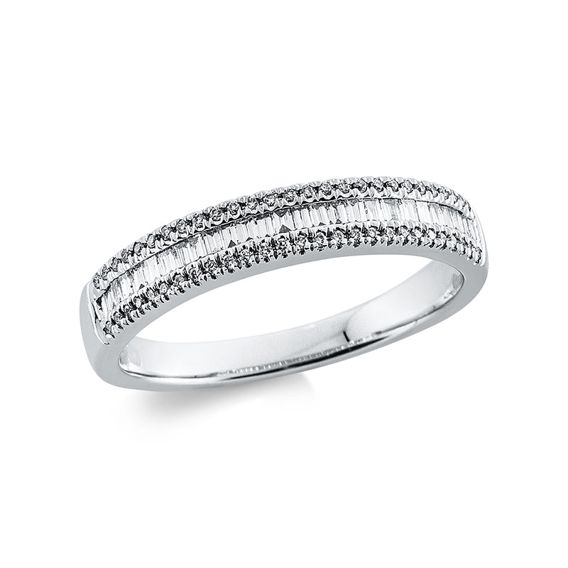 Ring 18 kt WG, 27 Bag. 0,23 ct, TW-si, 54 Brill. 0,09 ct, TW-si