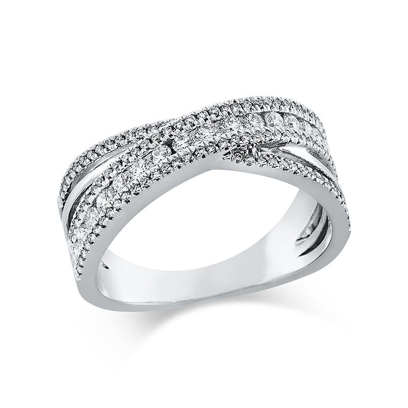 Ring 18 kt WG, 17 Brill. 0,35 ct, TW-si, 100 Brill. 0,23 ct, TW-si