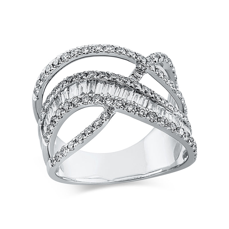 Ring 18 kt WG, 25 Bag. 0,47 ct, TW-si, 80 Brill. 0,94 ct, TW-si
